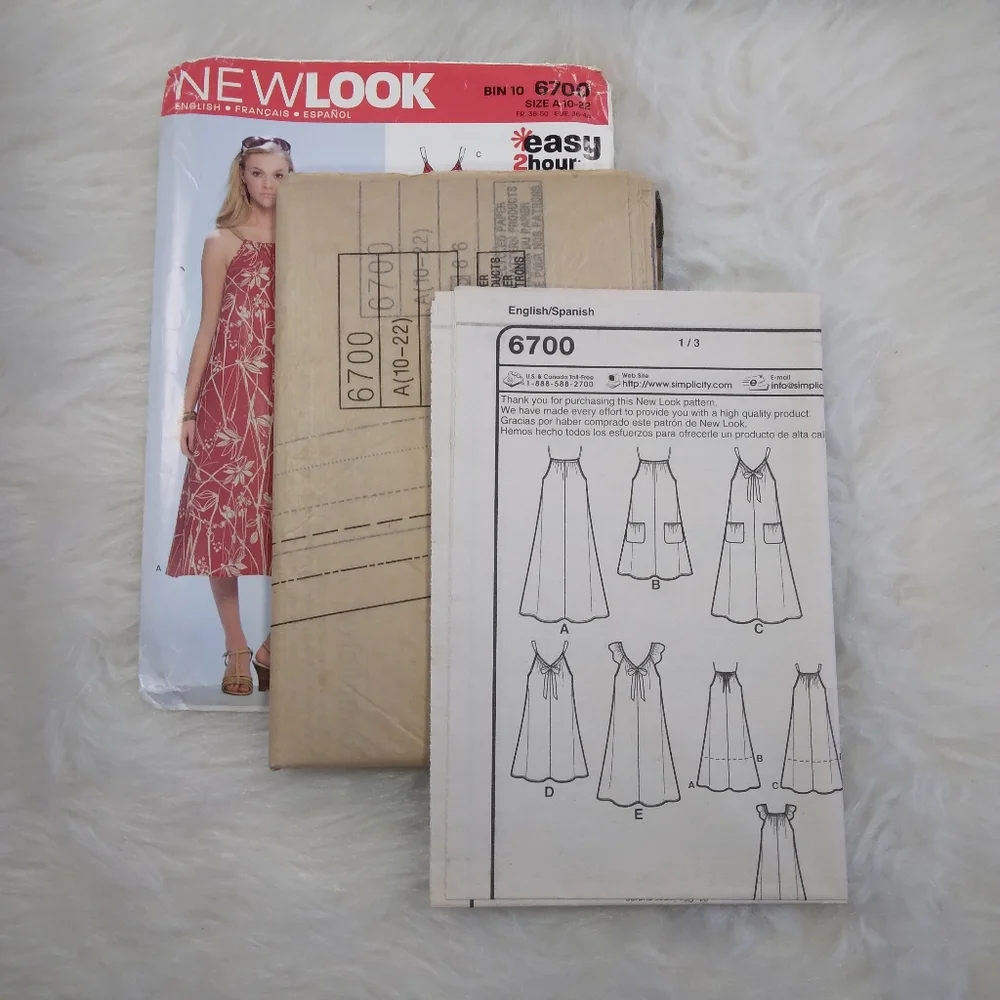 NEW LOOK 6700 SZ 10-22 Easy 2 Hour Dress In 4 Variations And 2 Lengths